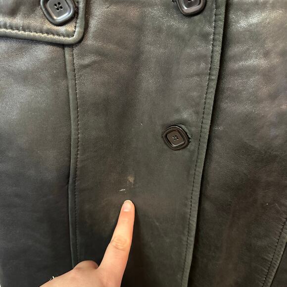 Preston & York Vintage Lamb Skin Leather Button Down Jacket Size S Black Moto - Picture 5 of 12